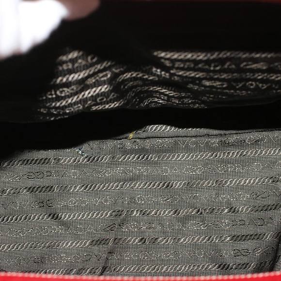 PRADA Clasp Hand Bag Leather Red Auth bs5891 - Picture 10 of 16